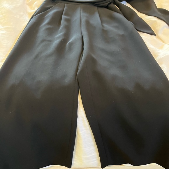 Tahari ASL Side Tie Scuba Crepe Crop Wide Leg Jumpsuit - Picture 4 of 7